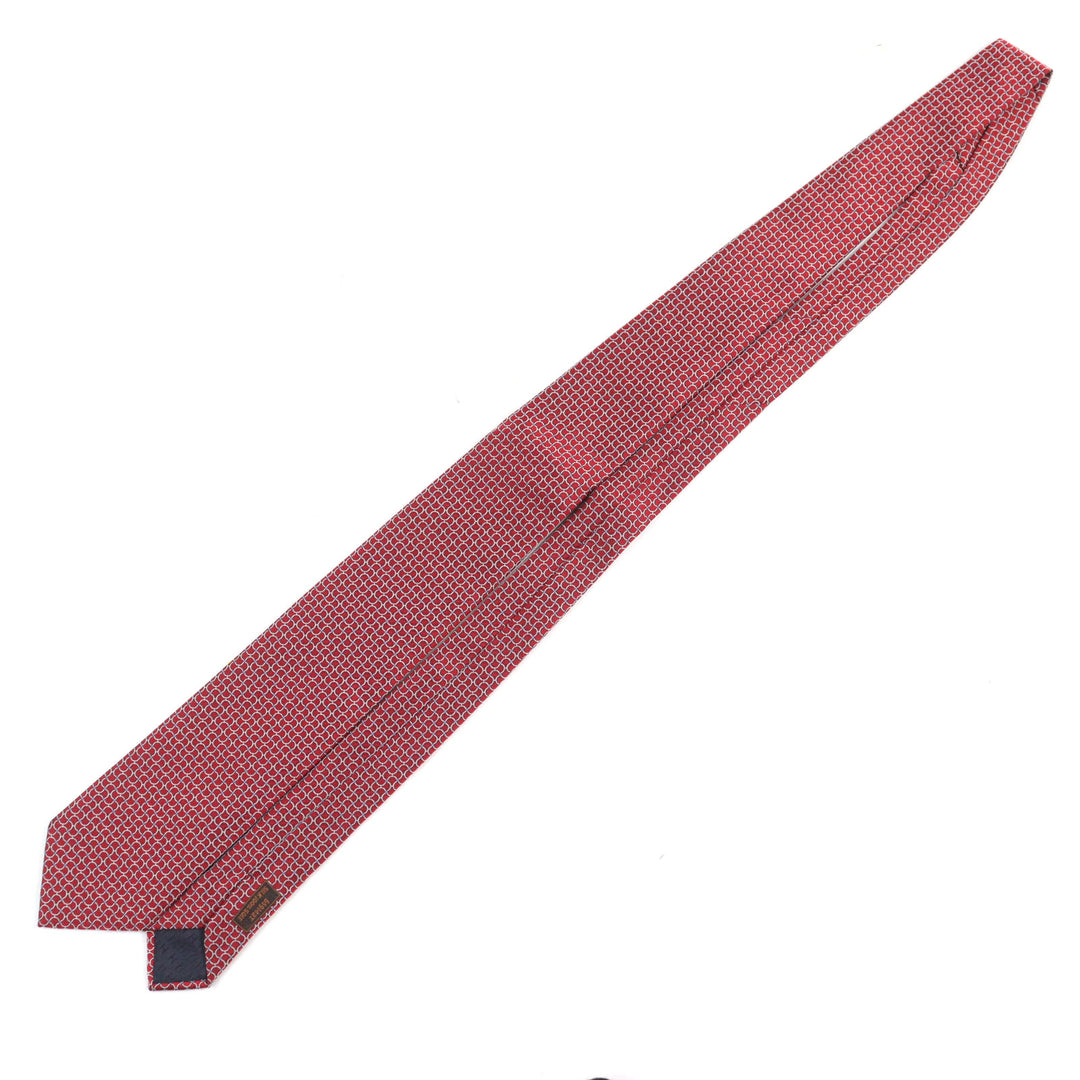 Pristine HERMES tie CRAVATE All-over print, H logo on lining Red series silk