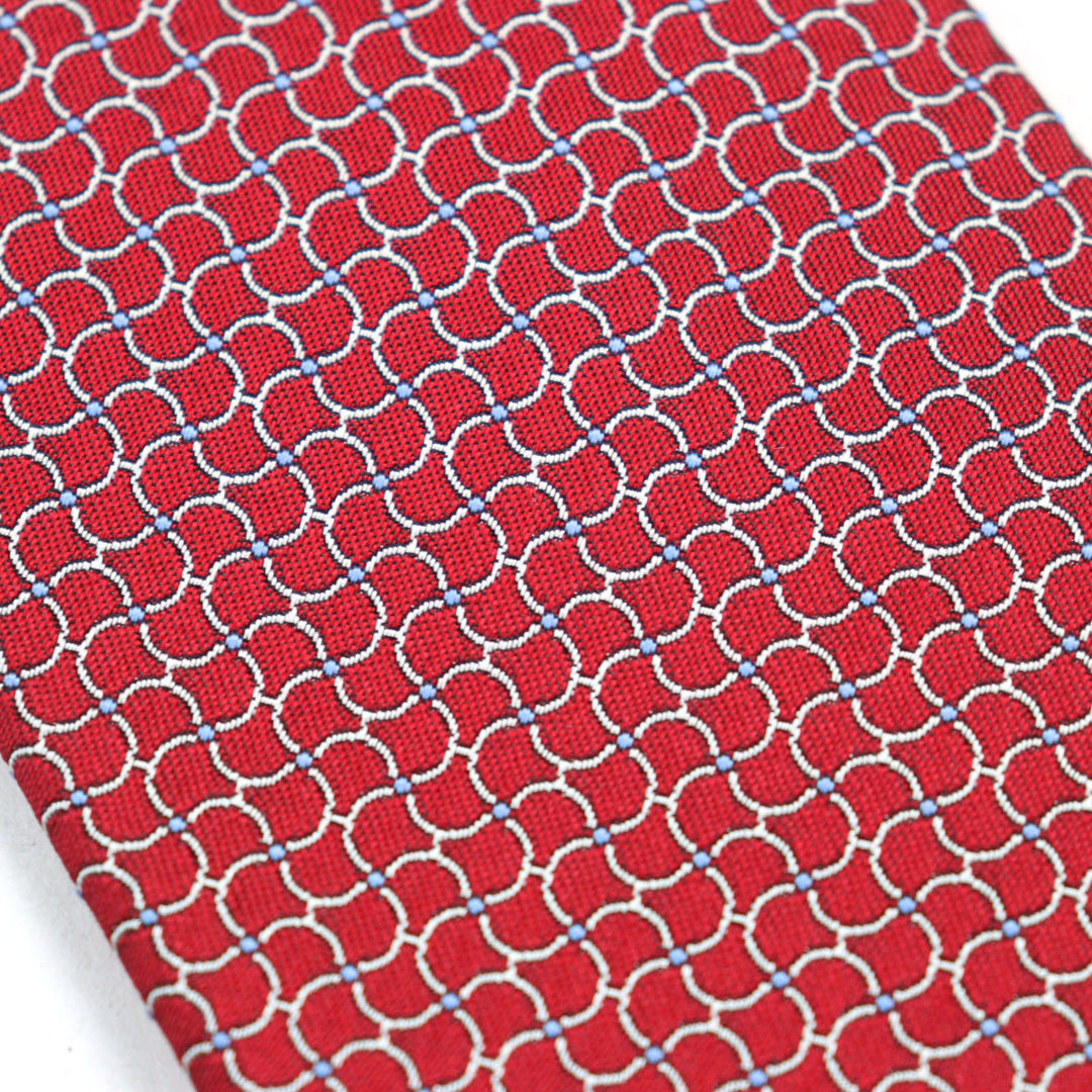 Pristine HERMES tie CRAVATE All-over print, H logo on lining Red series silk