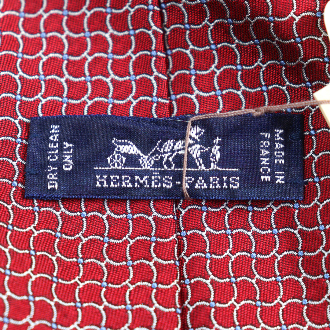 Pristine HERMES tie CRAVATE All-over print, H logo on lining Red series silk