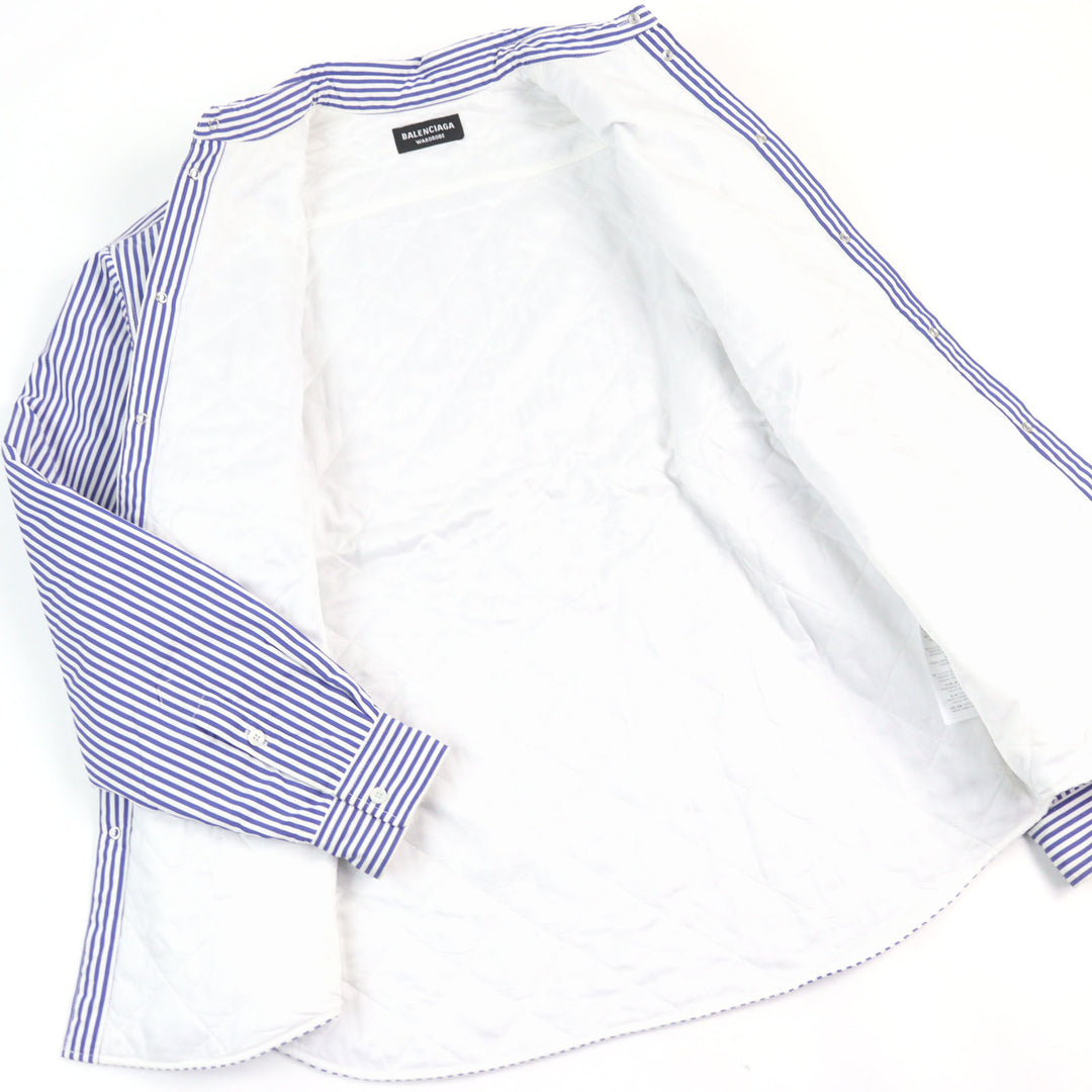 Great BALENCIAGA Long sleeve shirt Oversized padded flannel stripes men 36 642339