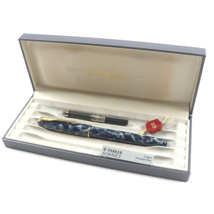 Excellent PARKER fountain pen SONNET Marble Pattern Navy gold 18K mens