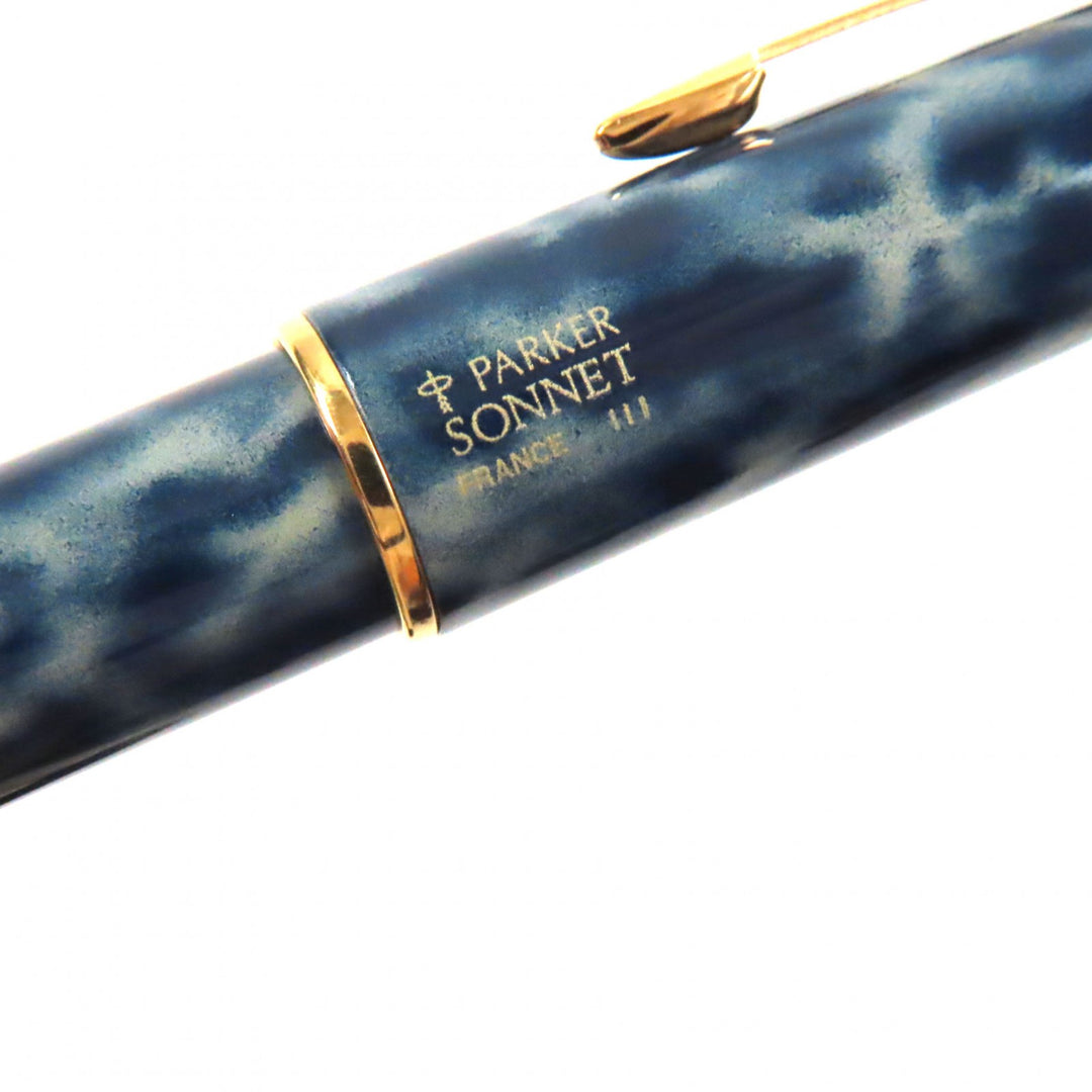 Excellent PARKER fountain pen SONNET Marble Pattern Navy gold 18K mens