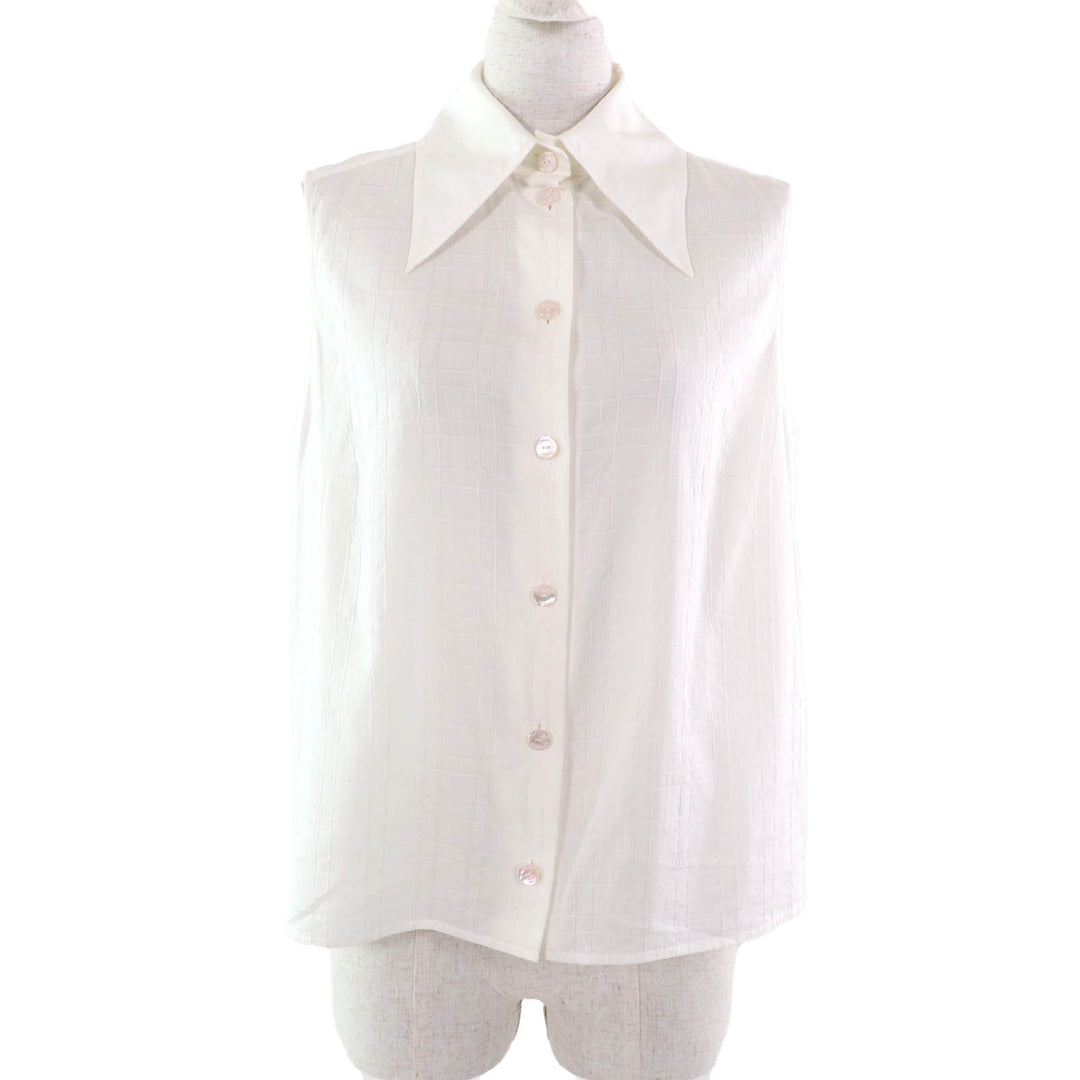 Great CHANEL blouse white cotton Women 38 P78855