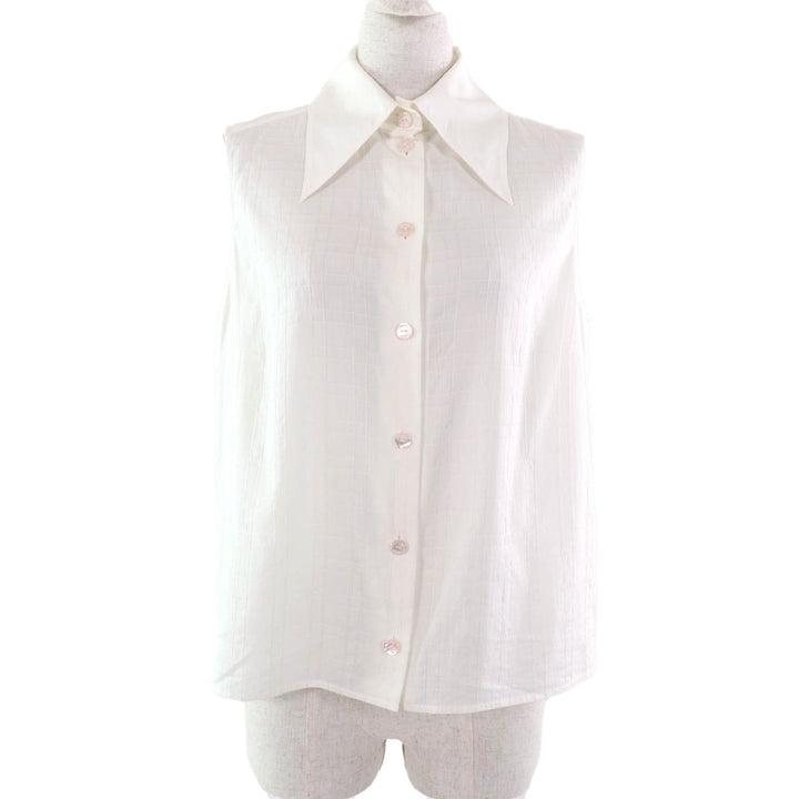 Great CHANEL blouse white cotton Women 38 P78855