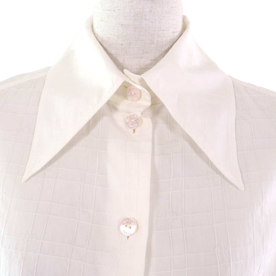 Great CHANEL blouse white cotton Women 38 P78855