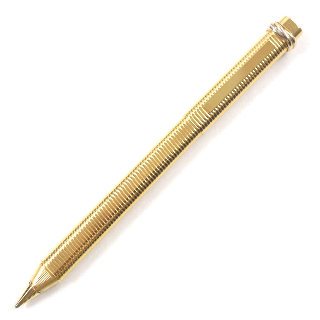 Excellent Cartier Ballpoint pen Trinity Border Pattern Cap Style gold ー mens