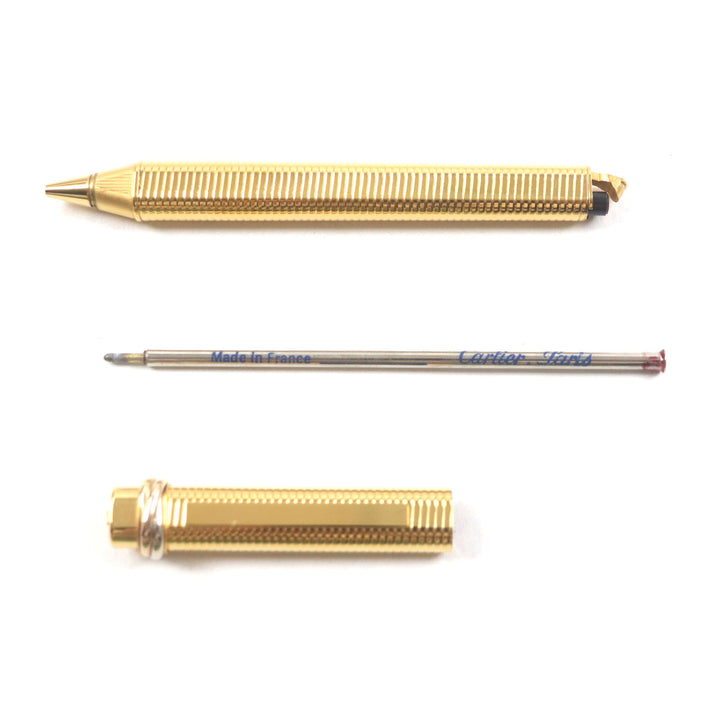Excellent Cartier Ballpoint pen Trinity Border Pattern Cap Style gold ー mens