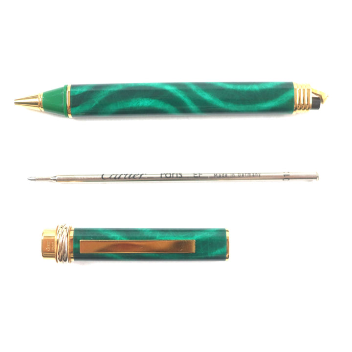 Great Cartier Ballpoint pen Malachite Trinity de Cartier Green gold mens