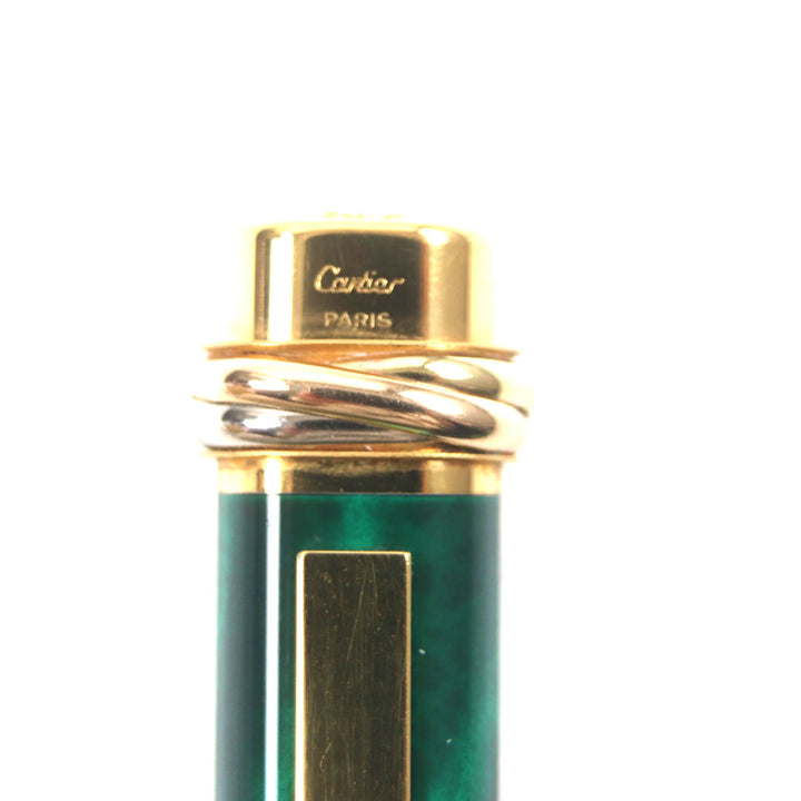 Great Cartier Ballpoint pen Malachite Trinity de Cartier Green gold mens