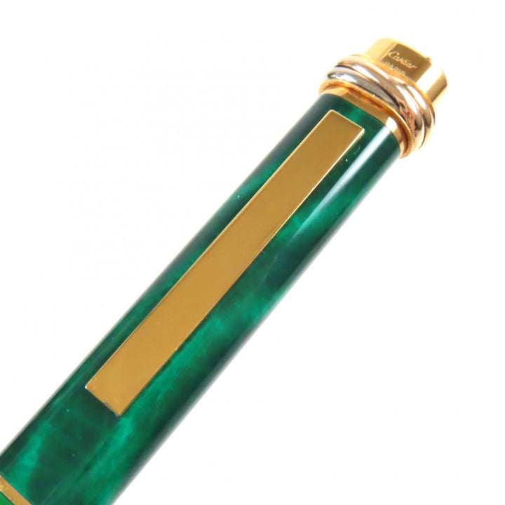 Great Cartier Ballpoint pen Malachite Trinity de Cartier Green gold mens