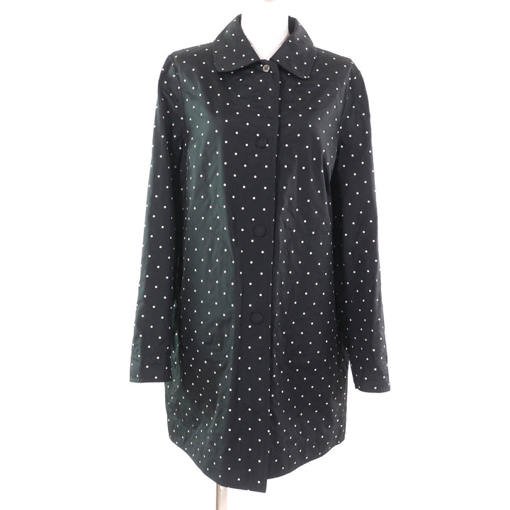 Excellent MOORER coat Dot Pattern Spring with Logo Button Black White polyester Women 44