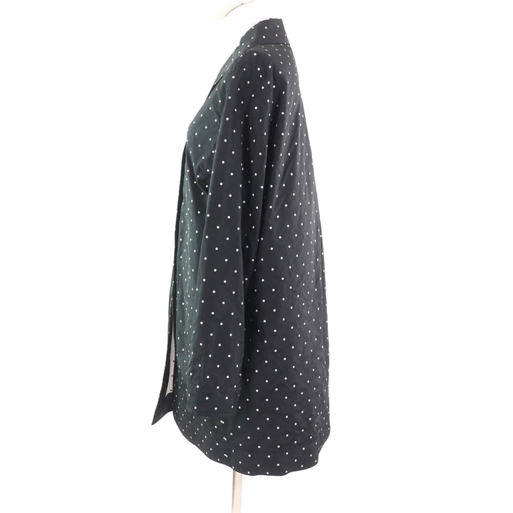 Excellent MOORER coat Dot Pattern Spring with Logo Button Black White polyester