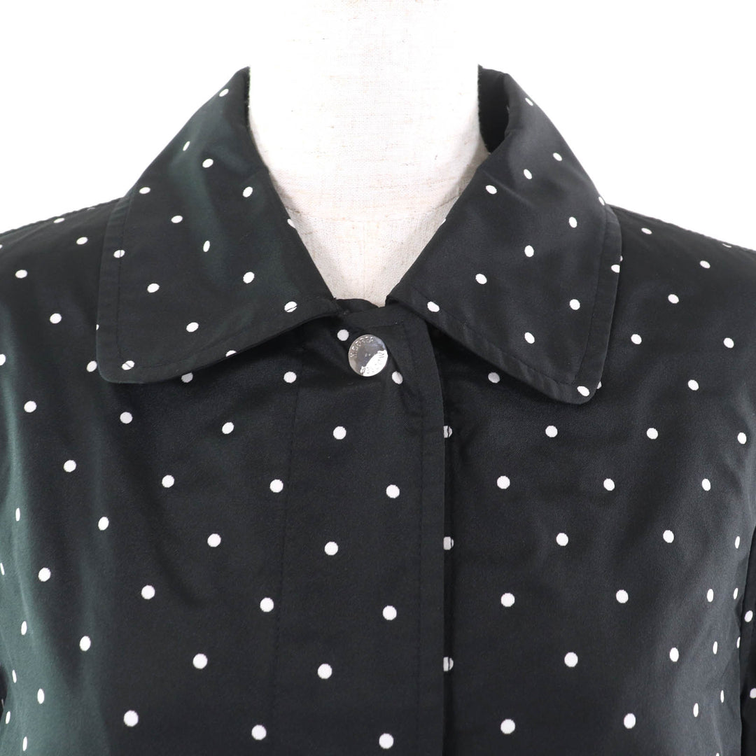 Excellent MOORER coat Dot Pattern Spring with Logo Button Black White polyester