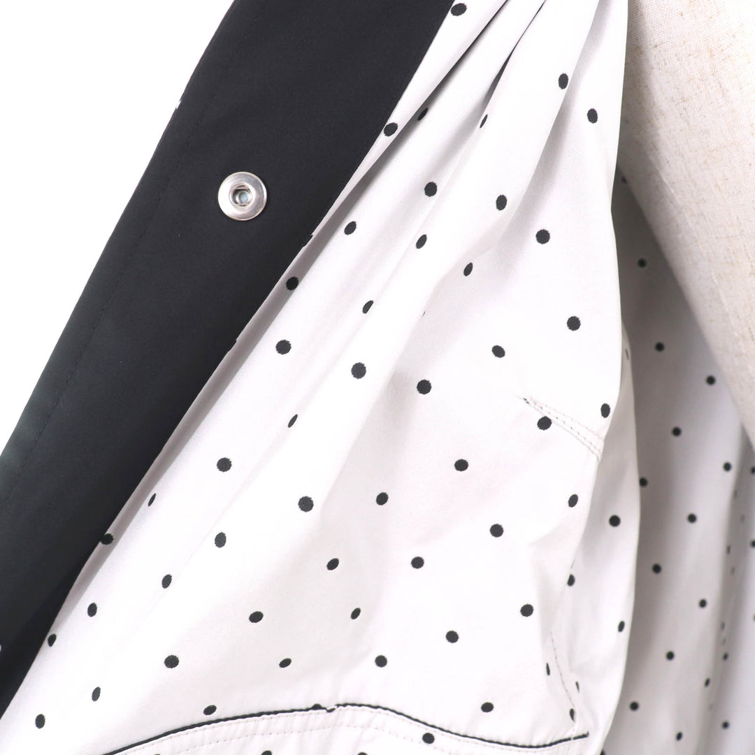 Excellent MOORER coat Dot Pattern Spring with Logo Button Black White polyester