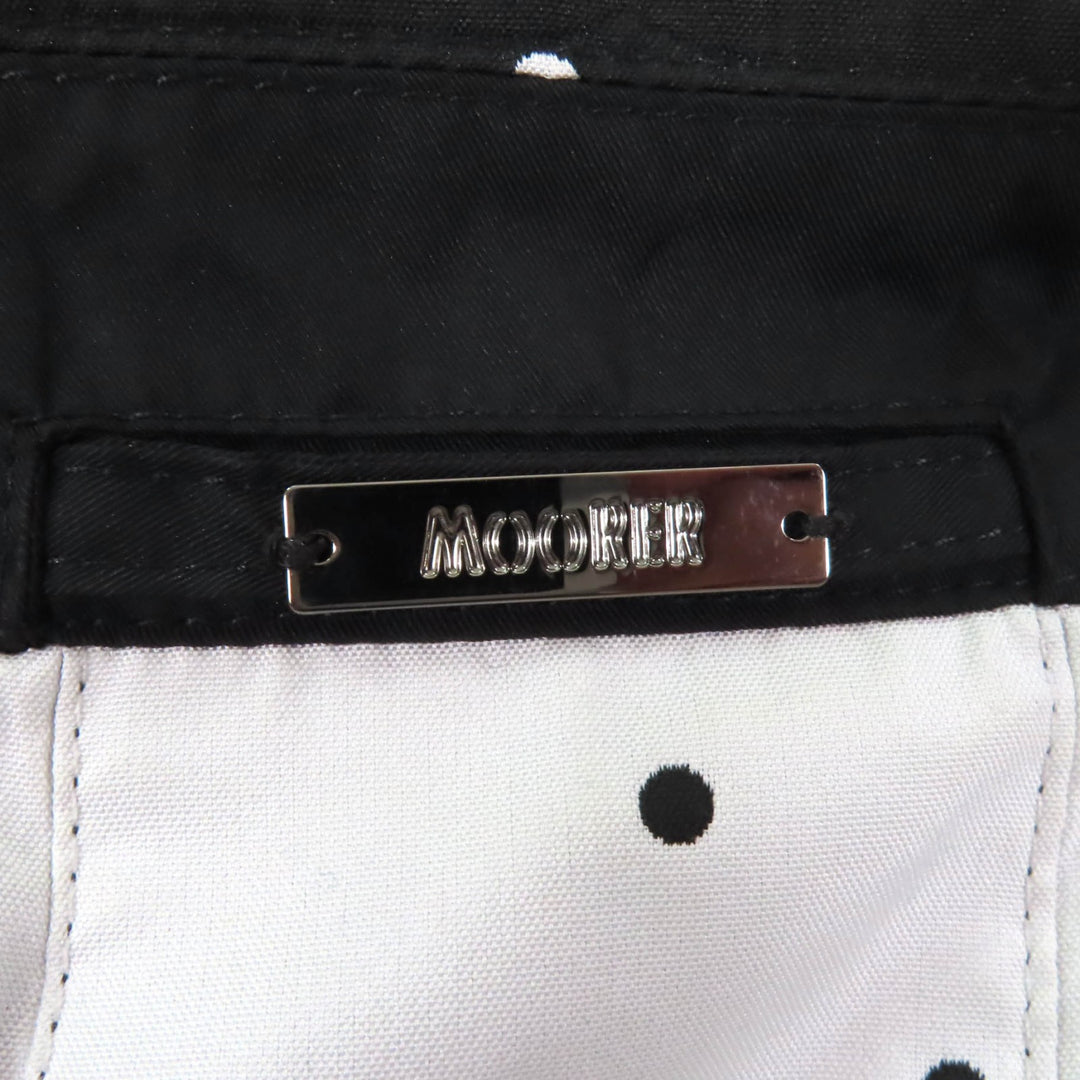 Excellent MOORER coat Dot Pattern Spring with Logo Button Black White polyester