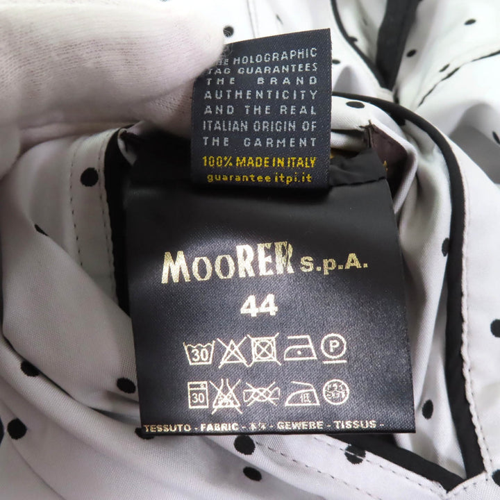 Excellent MOORER coat Dot Pattern Spring with Logo Button Black White polyester