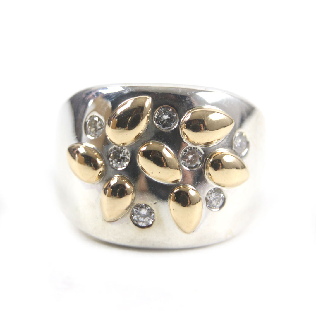 Excellent HERMES Ring Gaucho Ring 7PDiamond Silver 925 mens 52