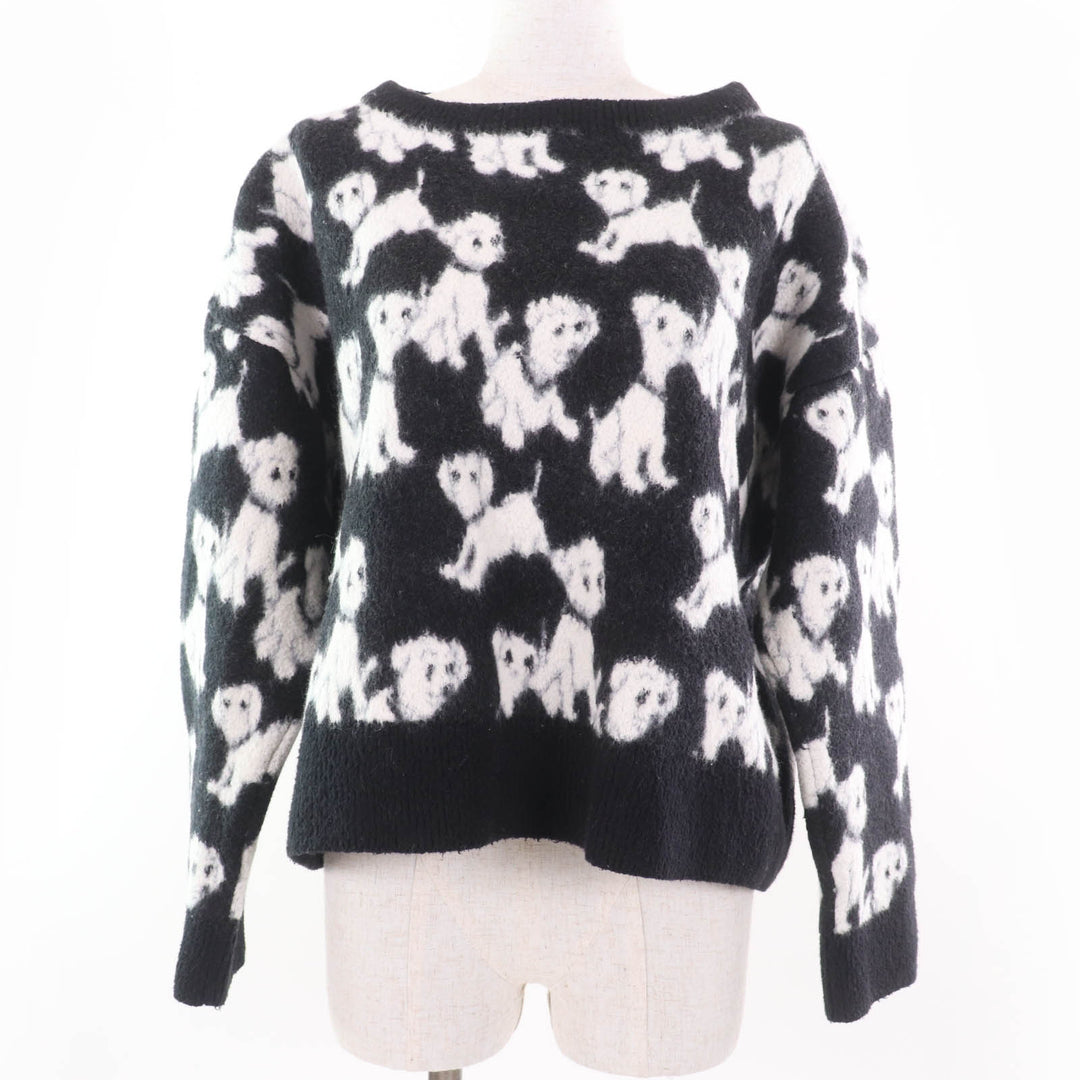 Great CELINE×Amy Dorian knit Artist Jacquard Pattern Long Sleeve Black series XS