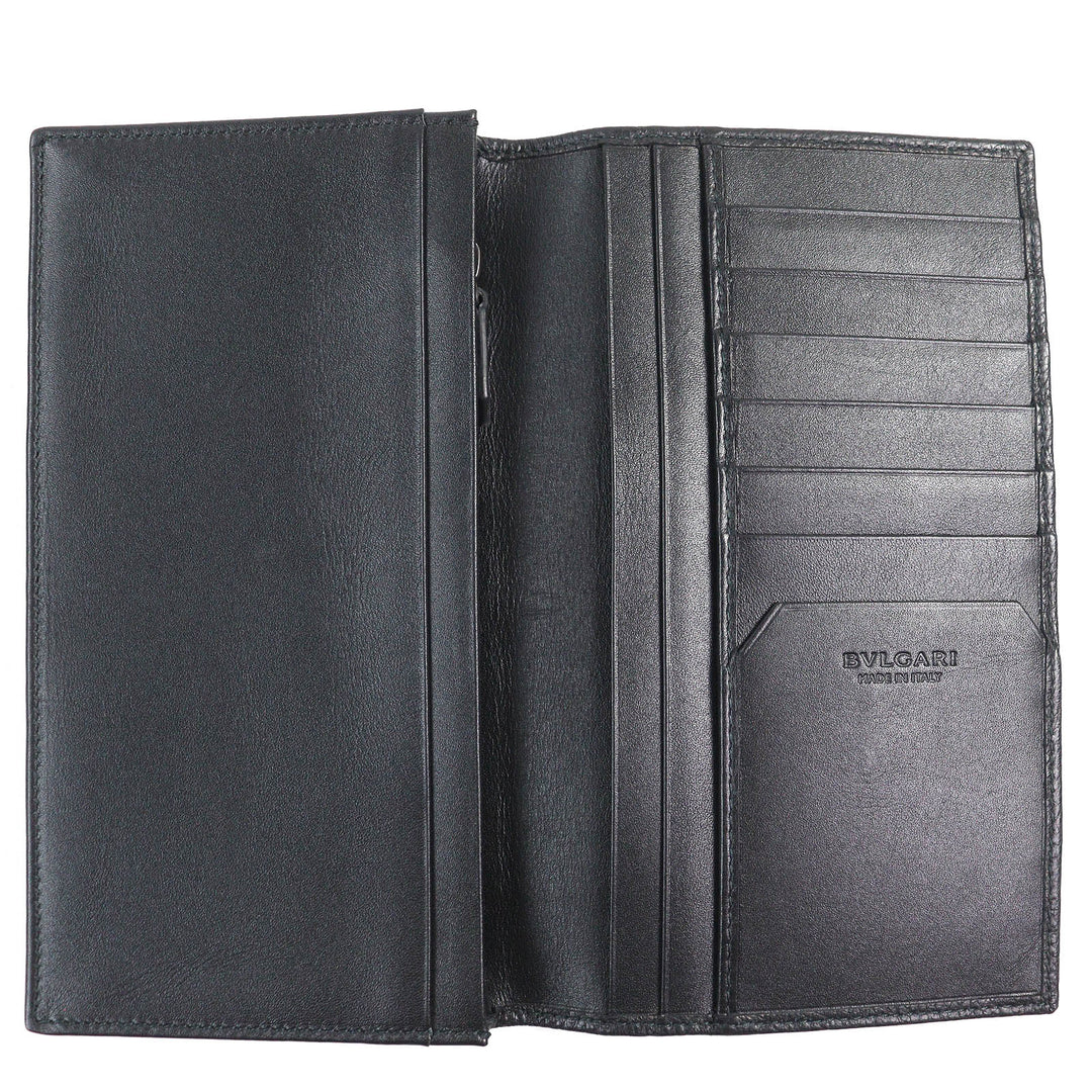 Great BVLGARI Purse Oct OCTO Logo embossed bifold wallet long wallet leather 280922