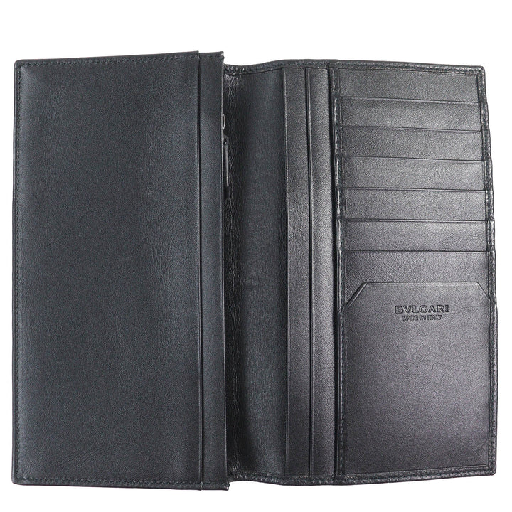 Great BVLGARI Purse Oct OCTO Logo embossed bifold wallet long wallet leather 280922