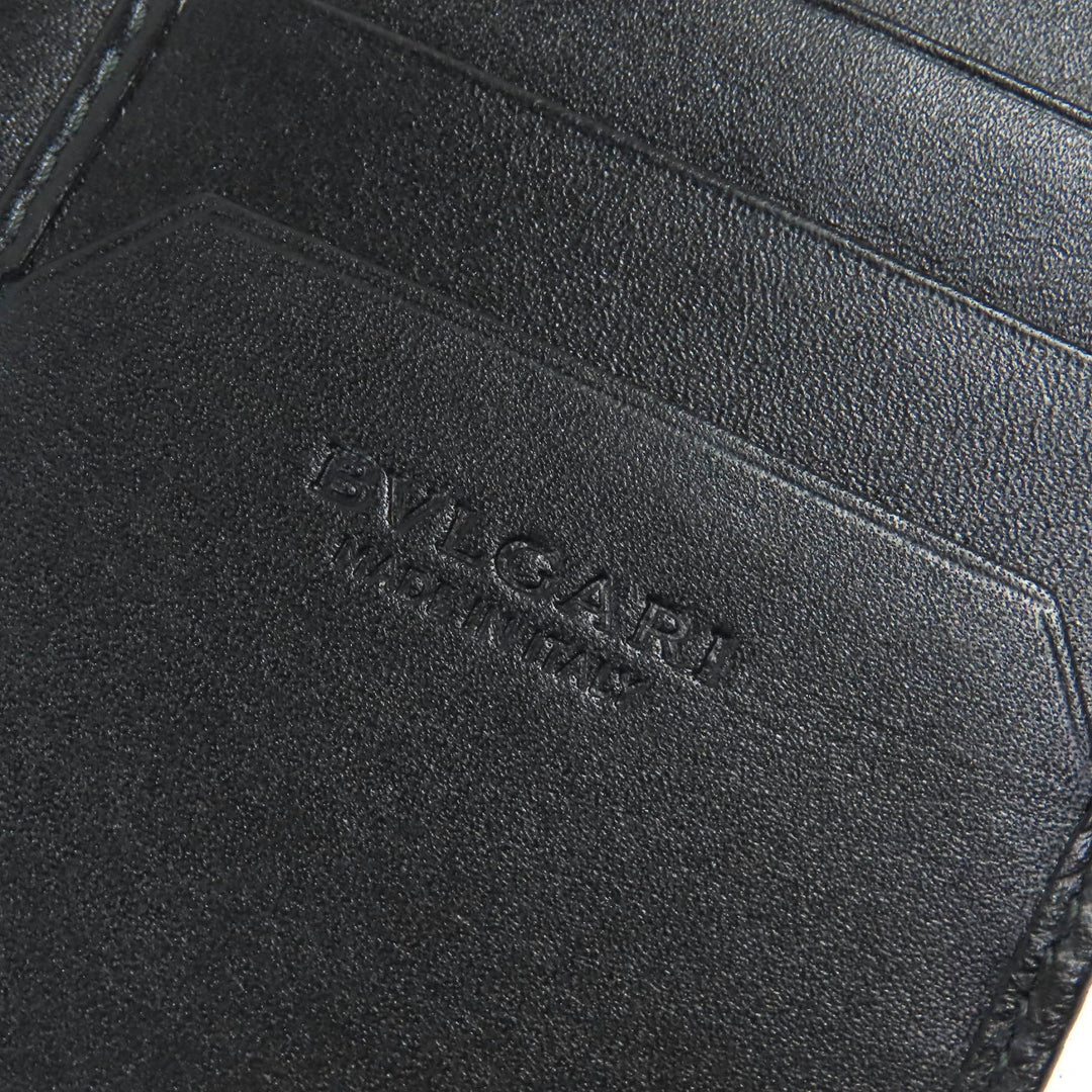 Great BVLGARI Purse Oct OCTO Logo embossed bifold wallet long wallet leather 280922