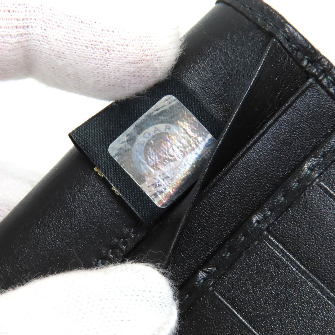 Great BVLGARI Purse Oct OCTO Logo embossed bifold wallet long wallet leather 280922