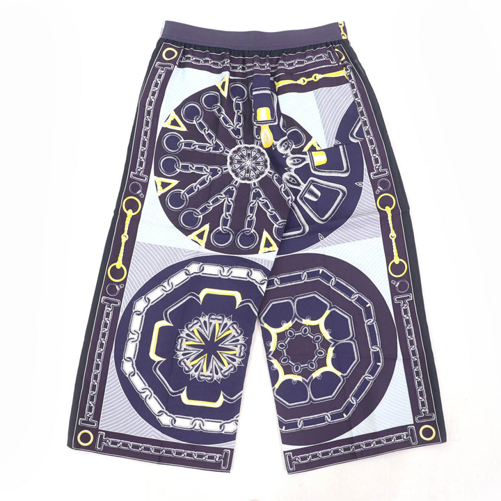 Pristine HERMES Cropped pants Kaleidoscope Effect Navy silk Women 40