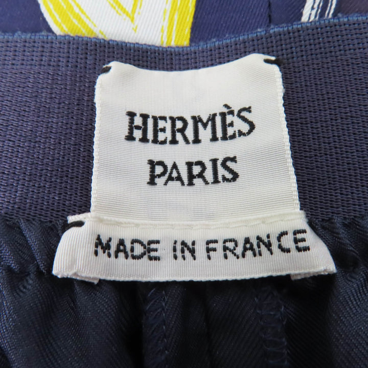 Pristine HERMES Cropped pants Kaleidoscope Effect Navy silk Women 40