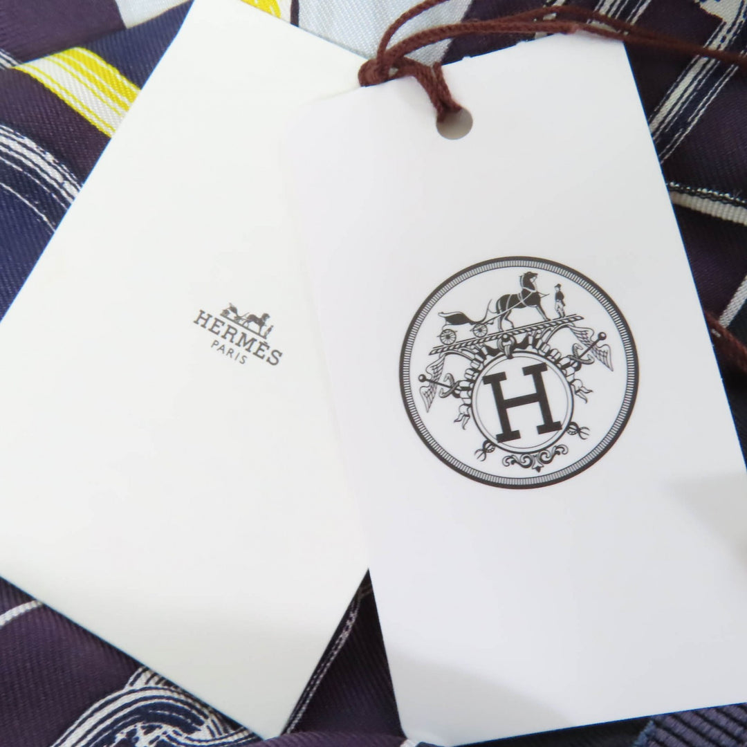 Pristine HERMES Cropped pants Kaleidoscope Effect Navy silk Women 40