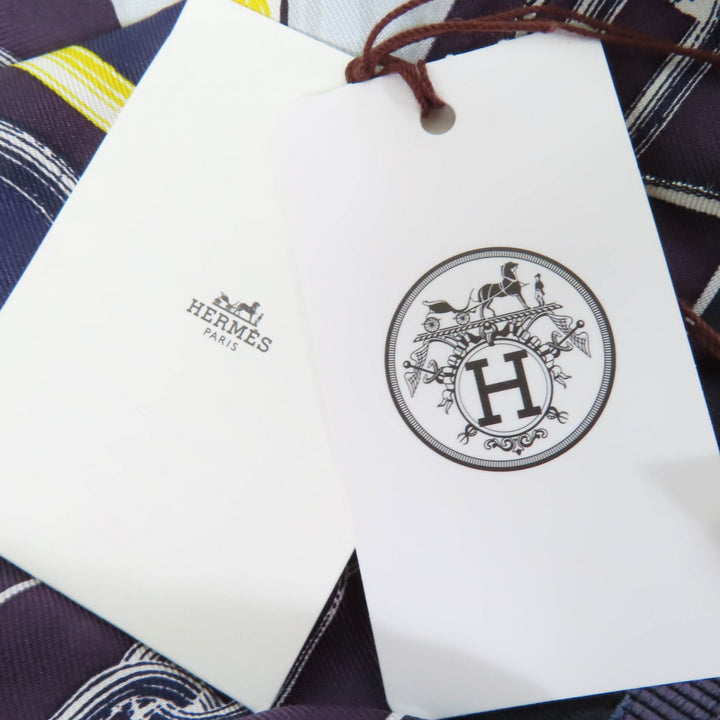 Pristine HERMES Cropped pants Kaleidoscope Effect Navy silk Women 40