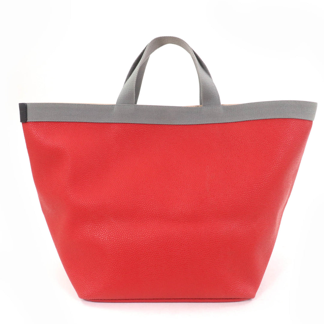 Great Herve Chapelier Tote Bag Coated canvas square leather Red Women
