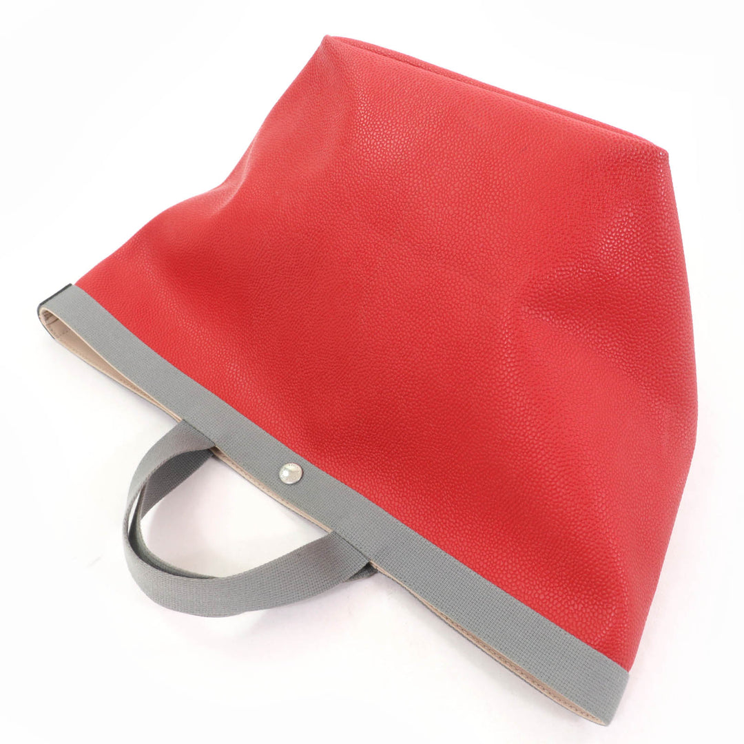 Great Herve Chapelier Tote Bag Coated canvas square leather Red Women