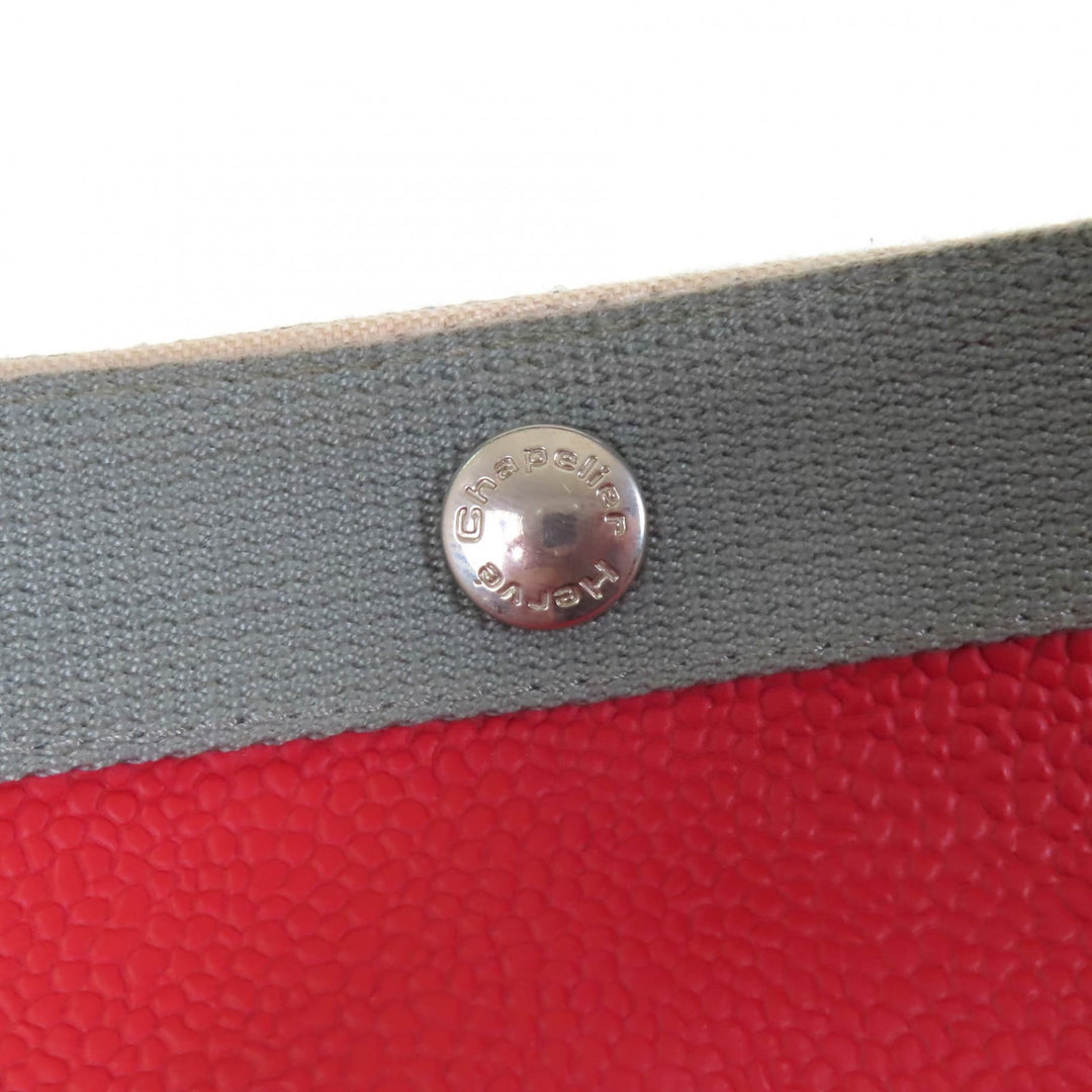 Great Herve Chapelier Tote Bag Coated canvas square leather Red Women
