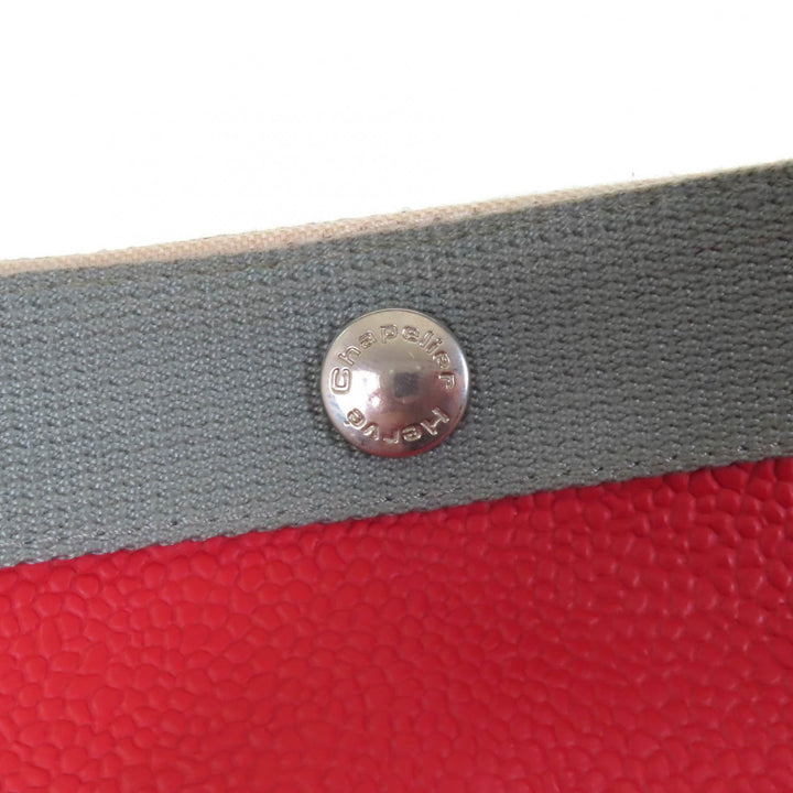 Great Herve Chapelier Tote Bag Coated canvas square leather Red Women