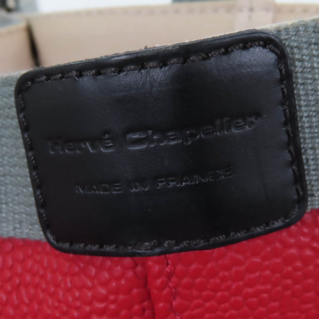 Great Herve Chapelier Tote Bag Coated canvas square leather Red Women