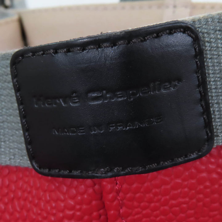 Great Herve Chapelier Tote Bag Coated canvas square leather Red Women