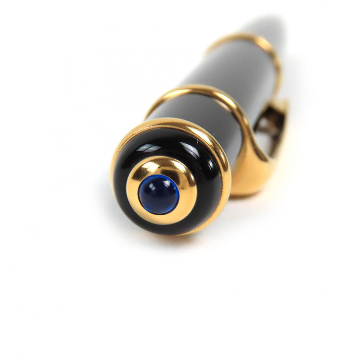 Great Cartier Ballpoint pen Diaboro de Cartier Blue Gemstone Twisted Black gold