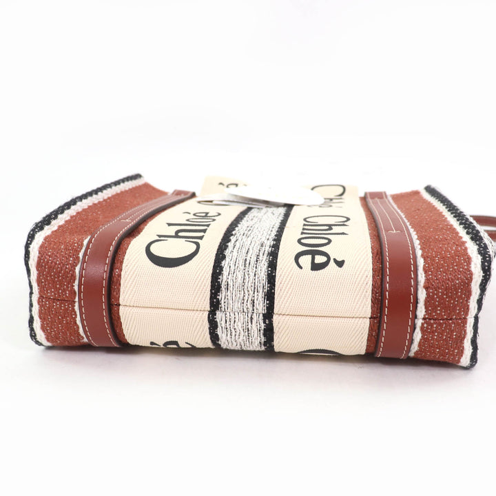 Pristine Chloe Tote Bag Woody Small Tote Leather 2WAY linen CHC22Stainless Steel397G4427S