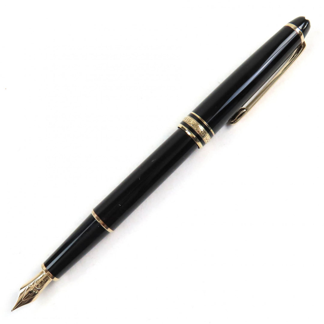 Great MONTBLANC fountain pen Meisterstck Classic white star Black gold 14K mens