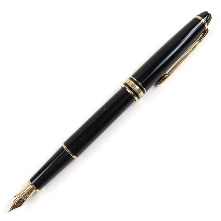 Great MONTBLANC fountain pen Meisterstck Classic white star Black gold 14K mens