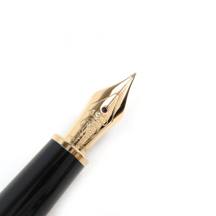 Great MONTBLANC fountain pen Meisterstck Classic white star Black gold 14K mens