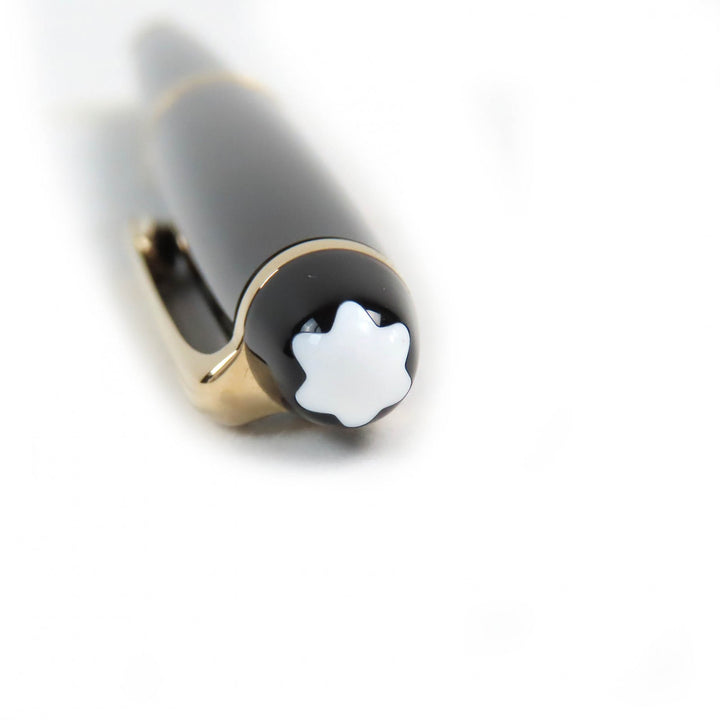 Great MONTBLANC fountain pen Meisterstck Classic white star Black gold 14K mens