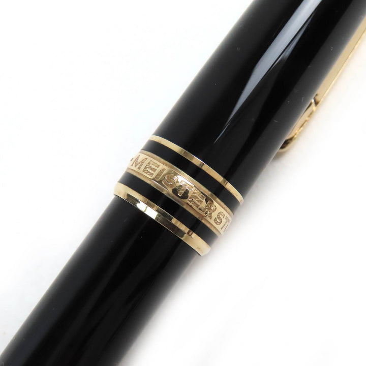 Great MONTBLANC fountain pen Meisterstck Classic white star Black gold 14K mens