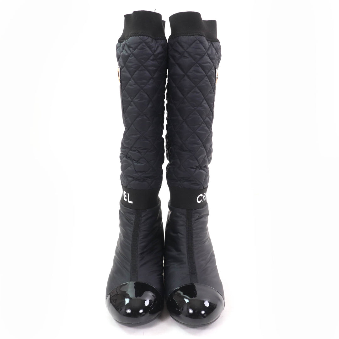 CHANEL Knee-high boots COCO logo design, patent leather 2-way 36 G38428