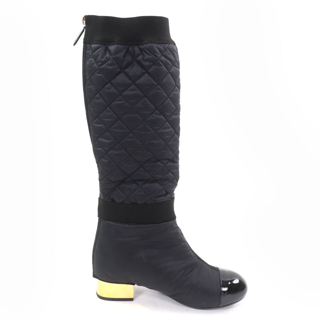 Great CHANEL Knee-high boots black leather Women 36 G38428