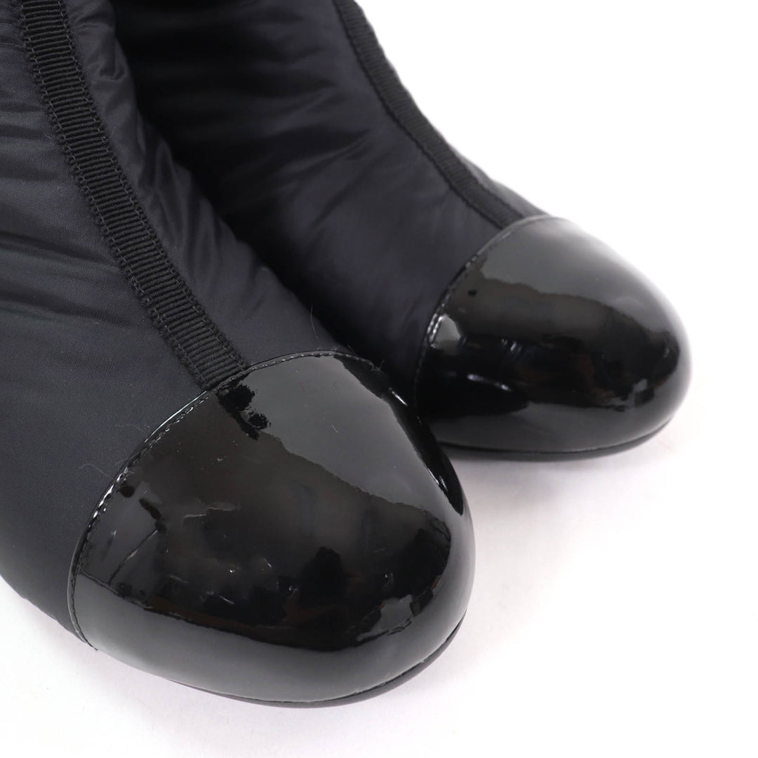 Great CHANEL Knee-high boots black leather Women 36 G38428
