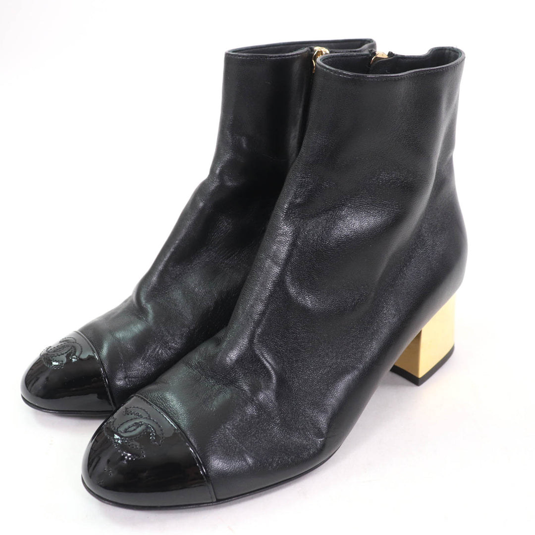Great CHANEL Knee-high boots black leather Women 36 G38428