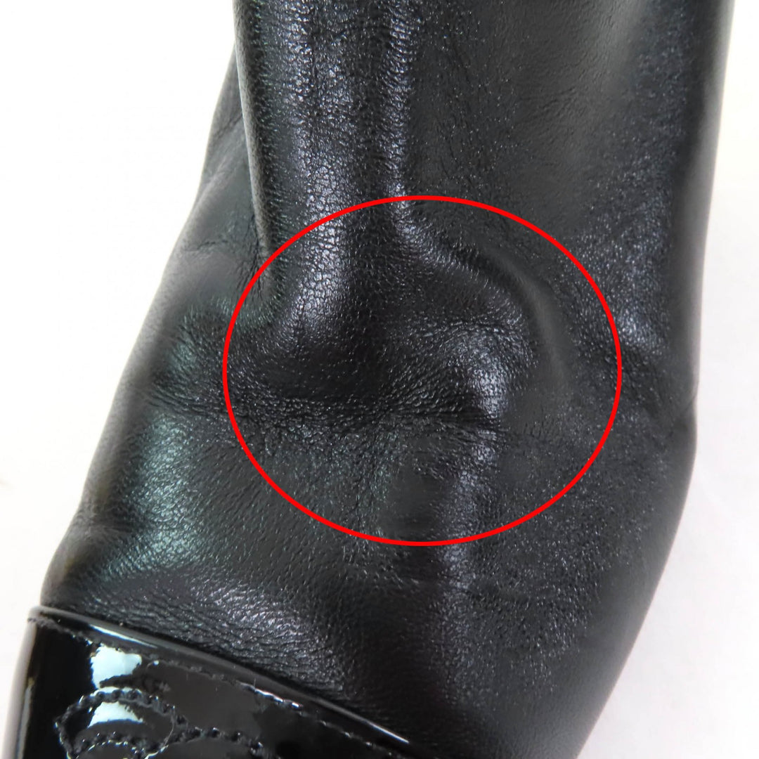 CHANEL Knee-high boots COCO logo design, patent leather 2-way 36 G38428
