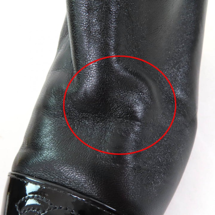 CHANEL Knee-high boots COCO logo design, patent leather 2-way 36 G38428