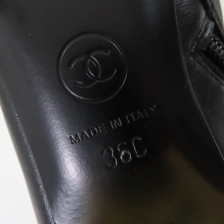 Great CHANEL Knee-high boots black leather Women 36 G38428